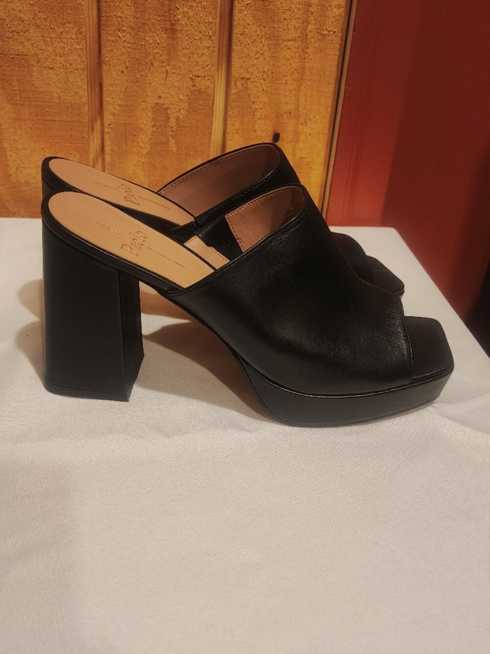 Linea Paolo ELLE Platform Block Heel Nappa Leather Square Toe Size 7.5